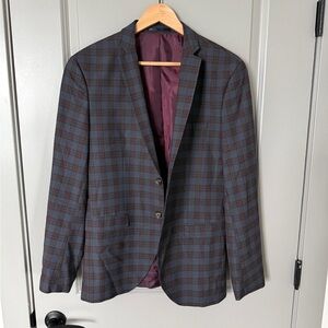 Jack & Jones Men's Checkered Blazer - Brown and Gray